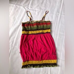Vtg Y2K Pudding Jeans Ruffle Tank Top